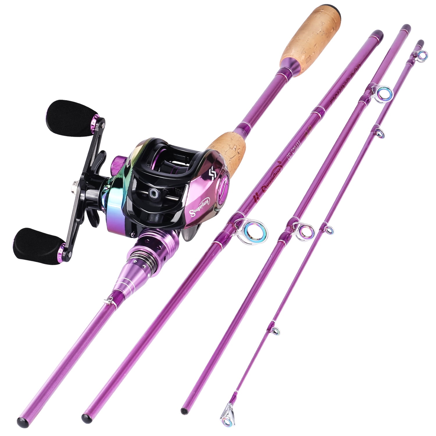 Sougayilang 6.9ft Casting Rod and Reel Baitcast Combo 4 Piece Casting Fishing  Pole with Baitcaster Reel 