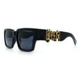 thumbnail image 6 of Locs Mens Bold Gothic Logo Thick Arm Horn Rim Gangster All Black Sunglasses [57mm] Black Gold, 6 of 7