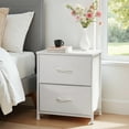 thumbnail image 2 of Beddle Nightstand, End Table Side Table with 2 Fabric Drawers Bedside Table for Bedroom, Dorm,White, 2 of 7