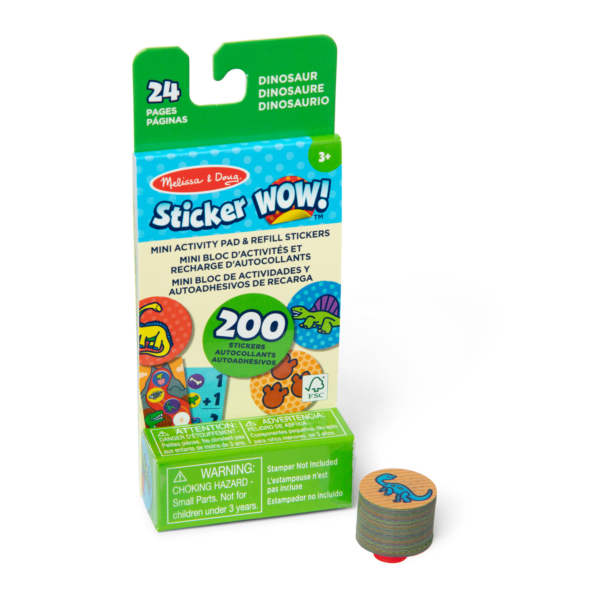 Melissa & Doug Sticker WOW!™ Mini Activity Pad and 200+ Refill Stickers for Sticker Stamper Arts and Crafts Fidget Toy Collectibles – Dinosaur