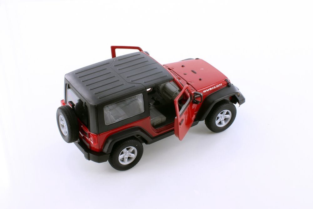 2007 Jeep Wrangler Rubicon Hardtop, Red - Welly 22489H/4D - 1/24 scale Diecast Model Toy Car