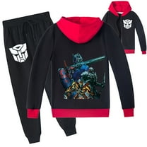 Boys Girls Transformers Graphic Zipper Hooded Jacket Sweatshirt with Hood Sweatpants 2 Pieces Outfit Sets
