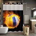 thumbnail image 2 of No Hook Shower Curtain with Snap in Liner, Abstract Flame Volleyball Waterproof Fabric Bathroom Curtain Mesh Top Window, Modern Sport Art Shower Curtains 60x72in, 2 of 9