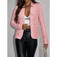 thumbnail image 4 of Women'S Stand Up Collar Cardigan Trendy Sparkly Long Sleeve Cropped Casual Sequin Jacket Pink XXL, 4 of 9