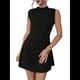 thumbnail image 3 of Vestido Mini para Mujer, Fruncido, Cuello Alto, Sin Mangas, Corte A, para Fiesta de Verano. Negro M, 3 of 10