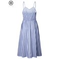 thumbnail image 4 of Luxtrada Women's Dresses Summer Boho Floral Spaghetti Strap Button Down Belt Swing A line Midi Dress with Pockets (Stripe Blue,M), 4 of 7