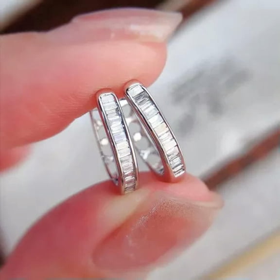 K-KED Simple Delicate Jewelry Women Silver Plated Hoop Earring Anniversary Gift A Pair-Gold
