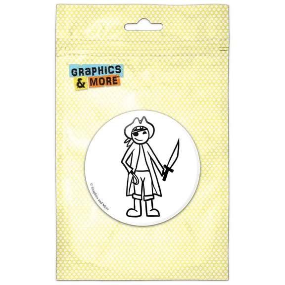 Pirate Dad Stick Figure Father Pinback Button Pin Badge