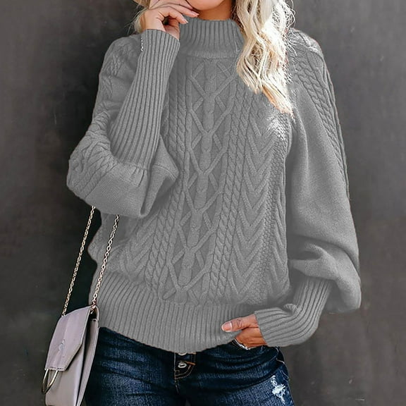 Patlollav Womens Solid Long Sleeve Thick Knit Pullover Crewneck Sweater Coat