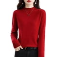 thumbnail image 1 of Women‘s Wool Sweaters Mock Turtle Neck Lightweight Long Sleeve Cozy Warm Fall Winter Pullover Tops, 1 of 7