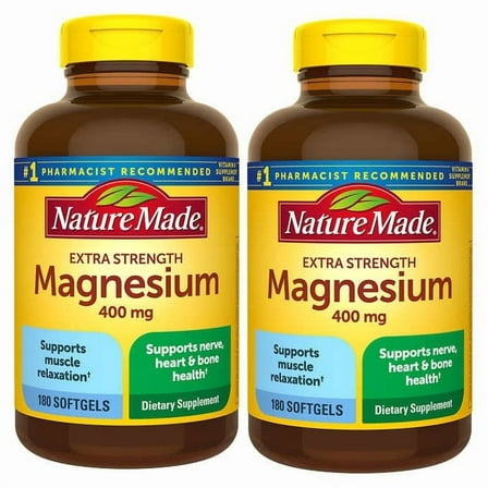 2 Pack | Nature Made Extra Strength Magnesium 400 mg., 180 Softgels