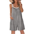 thumbnail image 6 of Oiangi Sleeveless Rompers for Women Spaghetti Strap Pleated Jumpsuits Casual Summer Beach Overalls with Pockets Gray S, 6 of 6