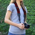 thumbnail image 2 of TrueSHOT Camera Strap with Red Plaid Neoprene Design , Accessory Pockets and Quick Release Buckles by USA Gear - Works With Canon , Nikon , Sony and More DSLR , Mirrorless , Instant Cameras, 2 of 9