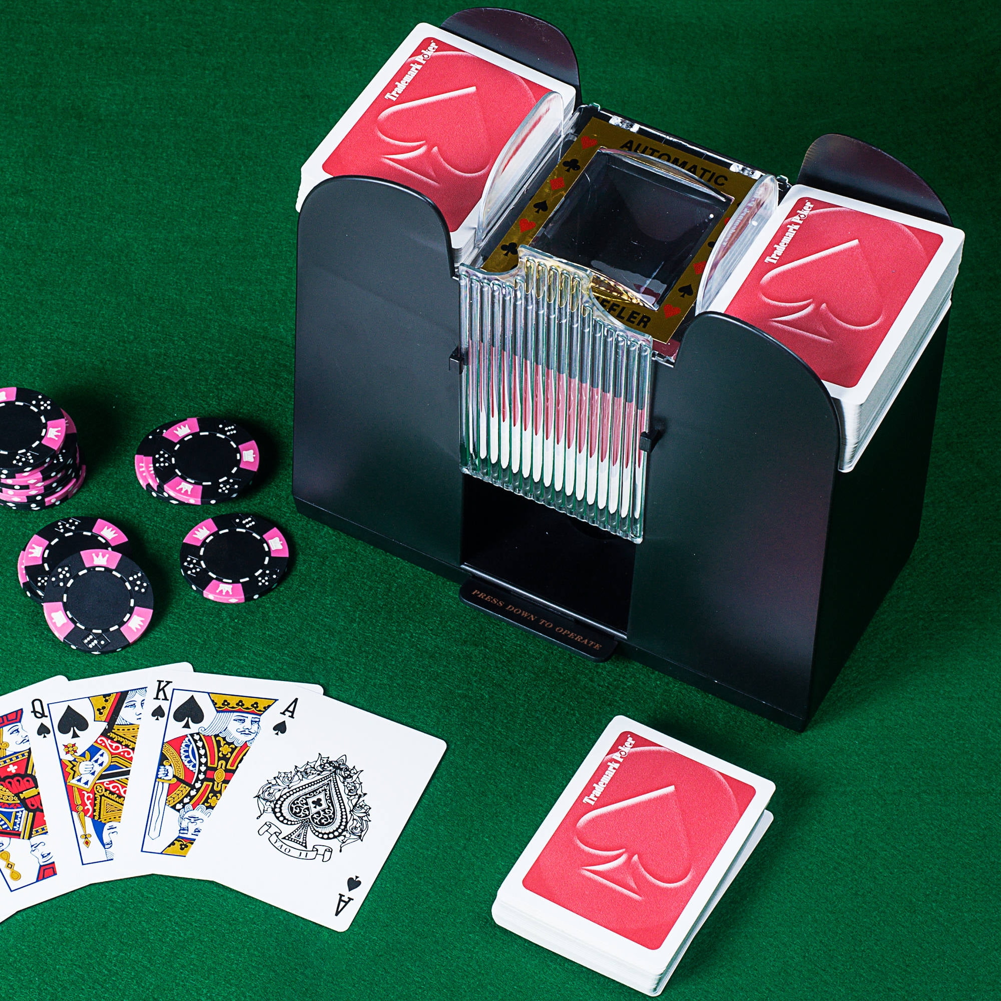 AMAMIA 2-Deck Card Shuffler 2 Decks Golden Foil Waterproof Playing Cards,for Home Card Games,Blackjack,Poker,Rummy Automatic Poker Card Shuffler 