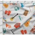 thumbnail image 2 of Soimoi Musical Instruments Print, Velvet Fabric, Decor Sewing Fabric by The Yard 54 Inch Wide,Decorative Fabric for Upholstery and Home Accents, Red, Orange, 2 of 5