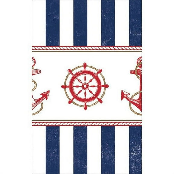 Summer 'Nautical Anchors Aweigh' Plastic Table Cover (1ct)