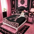 thumbnail image 3 of meiyoeat Pink Leopard Print Full Size Sheets For Girls,Chic Cheetah Bow Monogram A Bed Sheets For Kids,4 Pieces, 3 of 6