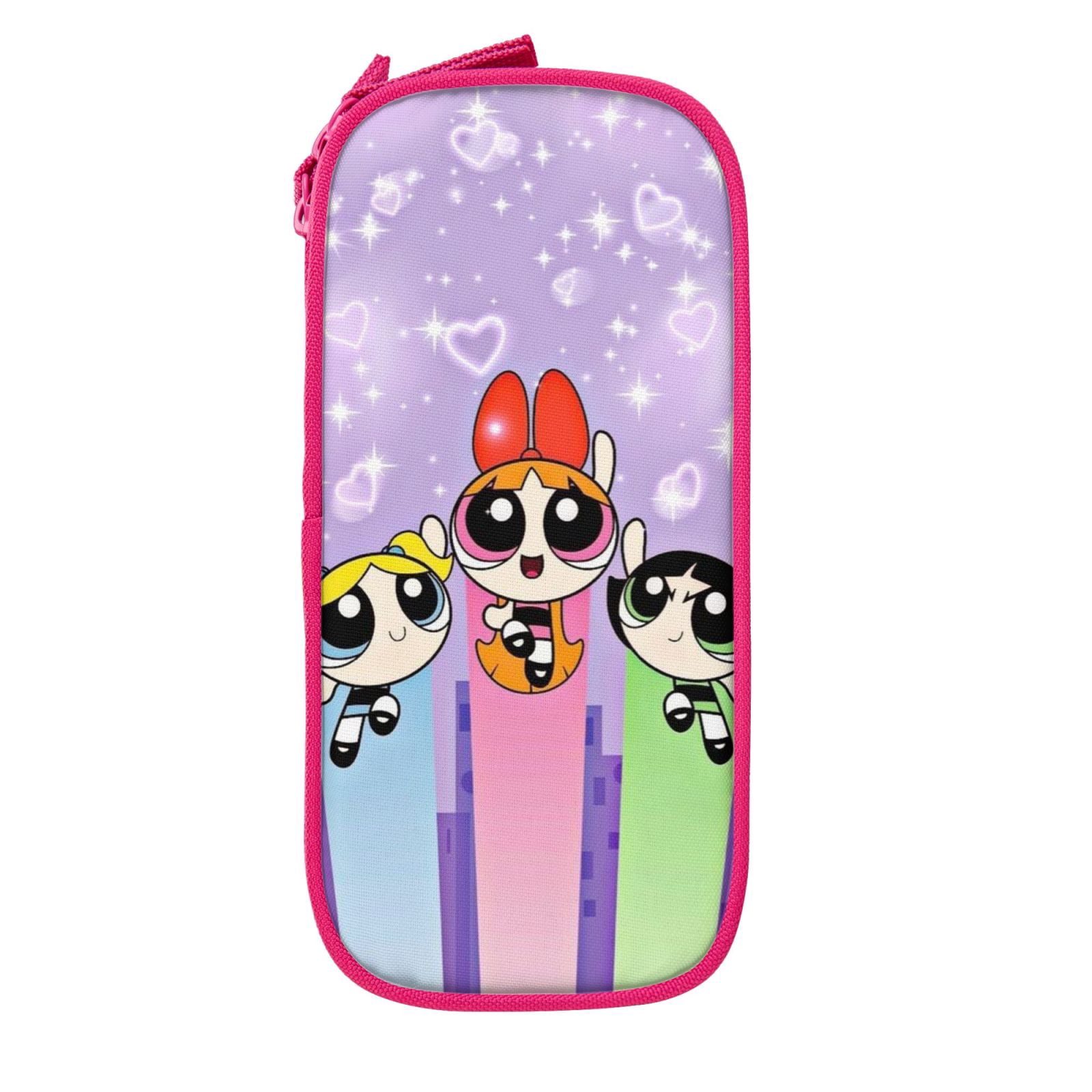 The Powerpuff Gi-rls Pencil Case Large Capacity Pencil Pouch Pen Bag Office Stationery Organizer Travel Makeup Bag Pink