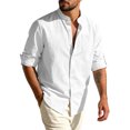 thumbnail image 2 of GrmtClth Linen Shirts for Men 2026 Summer Long Sleeve Top Comfortable Button Down Tee Trend Solid Blouses with Pocket White XL, 2 of 5