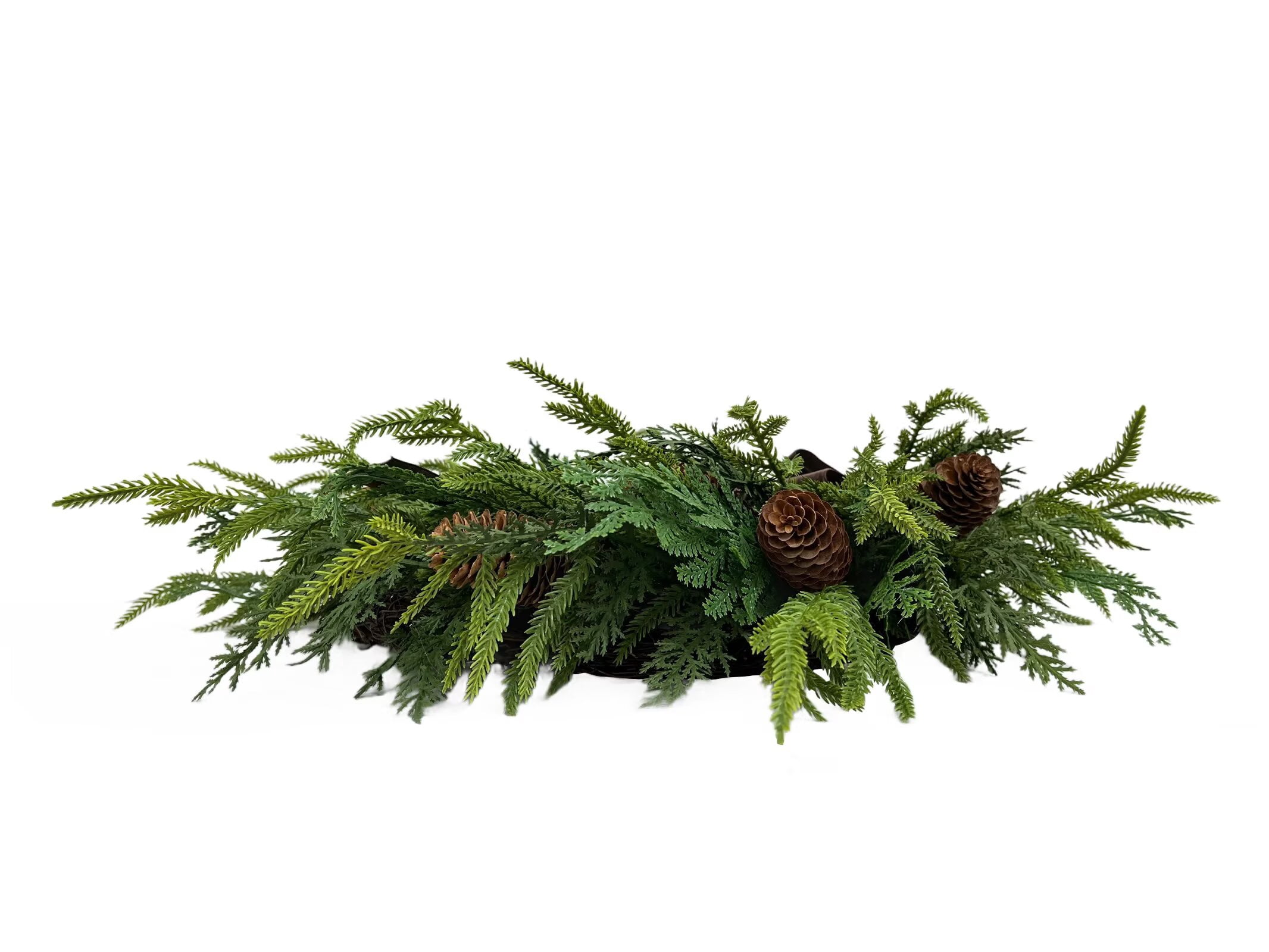 Cedar and Pinecones Christmas Wreath, Green and Brown, 22", by Guvpev