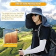 thumbnail image 3 of Máscara facial de ala ancha para mujer, sombrero para el sol, cuello desmontable, solapa para la cara, cola de caballo, visera de protección UV, sombrero para jardín, pesca, senderismo, 3 of 5