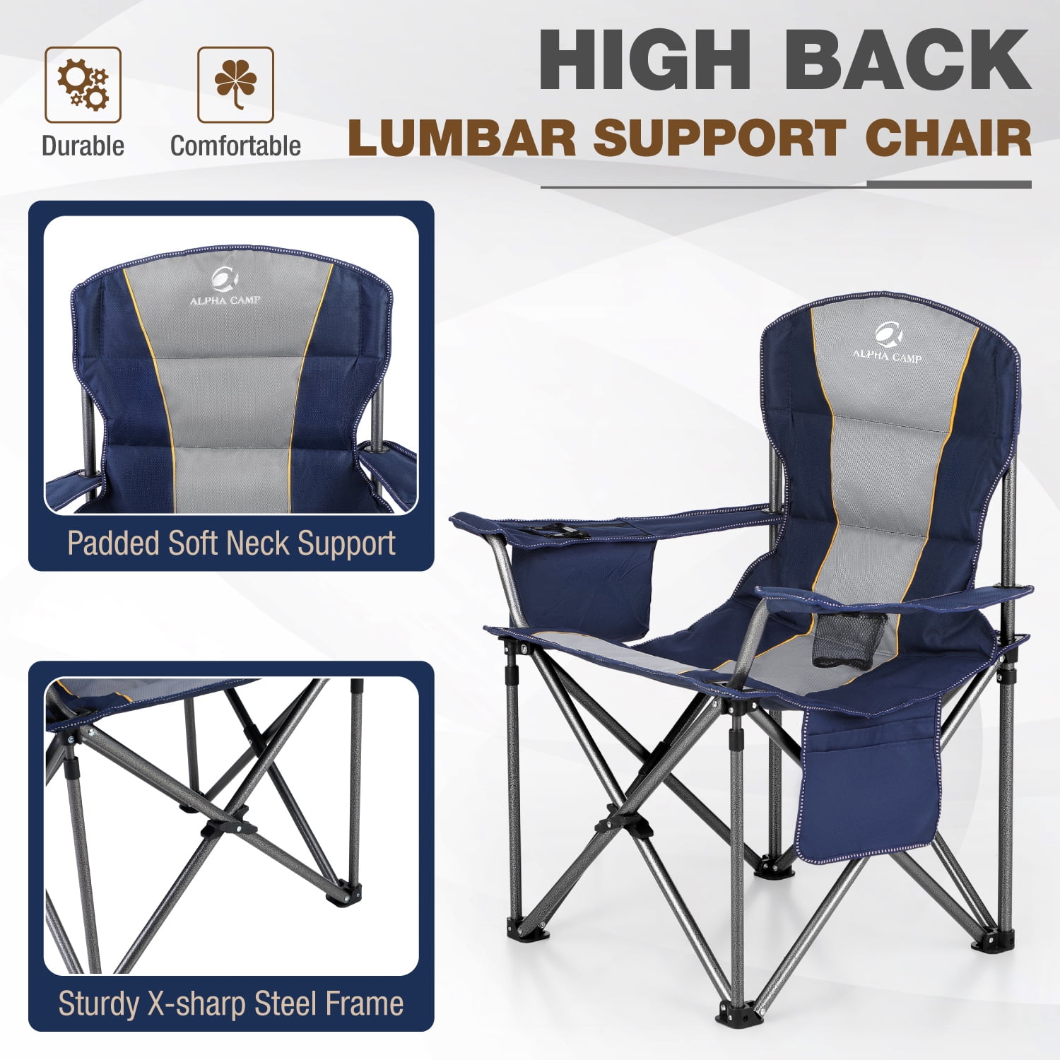 ALPHA CAMP Folding Chair Heavy Duty Loveseat Support 450 LBS Oversized  Steel Frame Collapsible Double Chair - Bed Bath & Beyond - 32432806