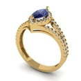 thumbnail image 2 of Halo Engagement Ring for Women - 1.2ct Simulated Tanzanite in 18K Yellow Gold Promise Ring, 2 of 6