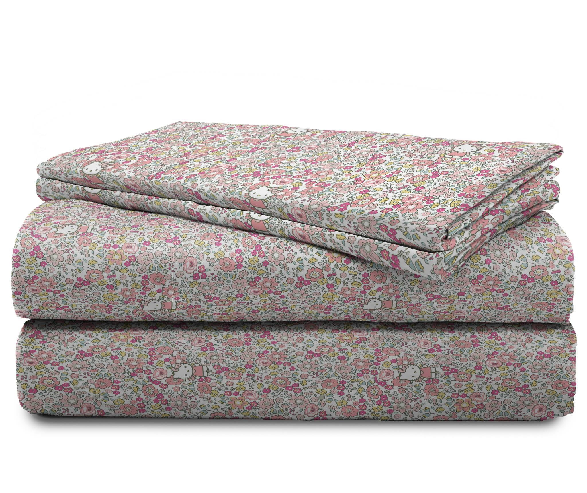Sanrio Hello Kitty Floral Grace 4 Piece Full Kids Sheet Set - Soft Kids Bedding