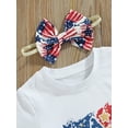 thumbnail image 5 of Bagilaanoe Independence Day Baby Girl Boys 3PCS Outfits Set Infant Star Stripe Pattern Short Sleeve T-shirt Tops Drawstring Shorts Headband, 5 of 8