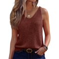 thumbnail image 4 of Iaqnaocc White Tank Top Woman Ribbed Knit Summer Sleeveless Slim Fit Sweater Vests Tunic Casual Basic V Neck Womens Fashion Clothes Coffee One Size, 4 of 5