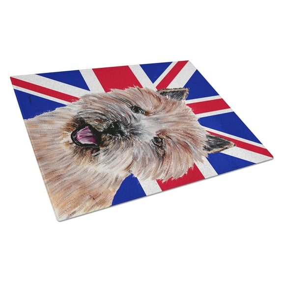 Caroline's Treasures Norwich Terrier with English Union Jack British Flag Glass Cutting Board Large Size