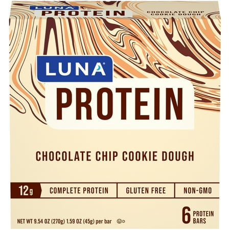 Luna Bar, Chocolate Chip Cookie Dough Protein Bars, 6 ct
