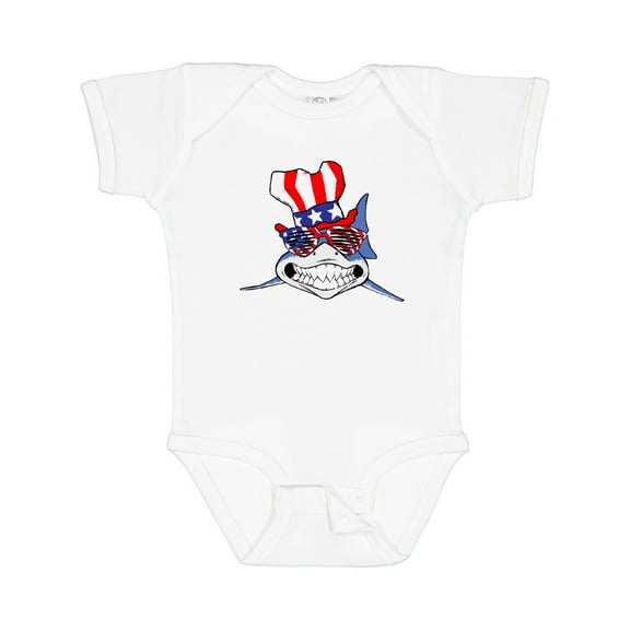 Inktastic 4th of July Patriot Shark Boys or Girls Baby Bodysuit
