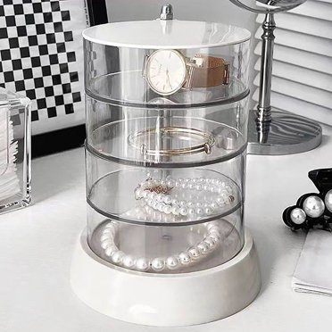 Kiplyki Four Layer Rotating Earring Storage Box Clear Acrylic Hairpin Jewelry Display