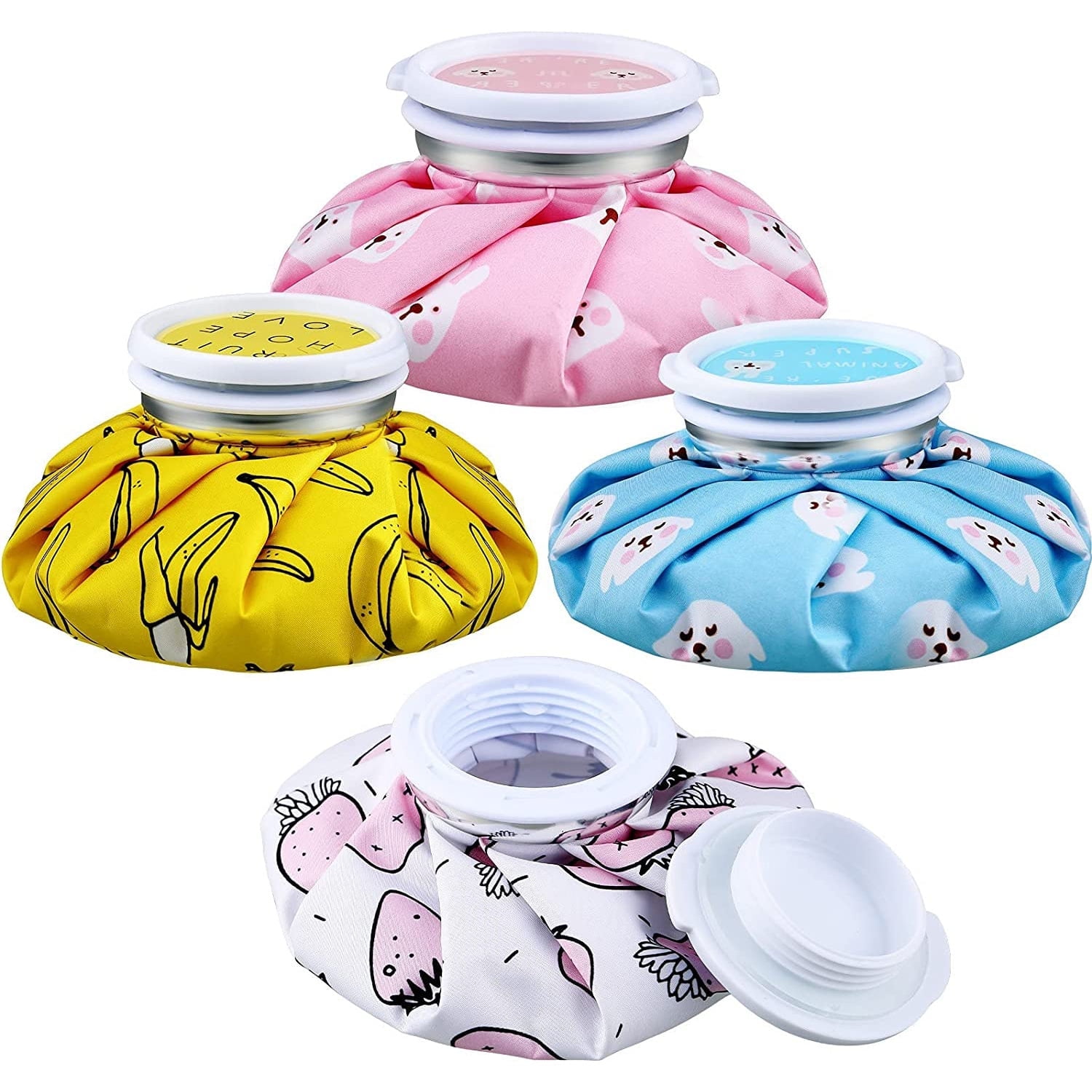 XIRQI 4 Packs Reusable Ice Pack Cold and Hot Use Hot Water Bag Kids Adults Cold Packs for Injuries Pain Relief Wisdom 6"Es