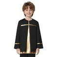 thumbnail image 4 of Aislor Boys Liturgical Praise Dance Pullover Top Choir Gowns Metallic Shiny Tunic Shirt Church Robe Worship Black 6, 4 of 7