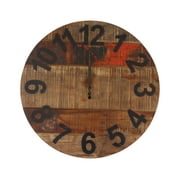 De Kulture Handcrafted Recycled Teak Wood Numeric Vintage Wall Clock Collectible Timepieces, 41 CMS Diameter