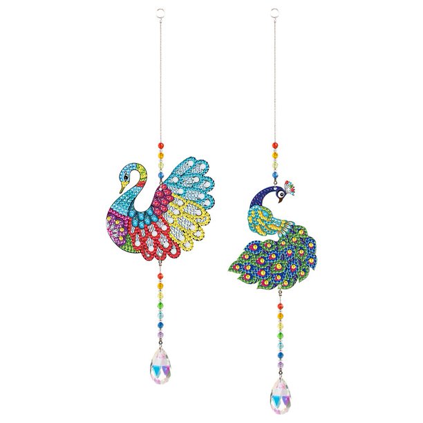 Cuadros Decorativos Atrapaluz de cristal pintura de diamantes decoración colgante de pavo real (GSKY2016) Likrtyny embutido en tela