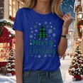 thumbnail image 3 of Towmus Merry Christmas Shirts for Women Crew Neck Short Sleeve Xmas Plaid Tree T Shirt Casual Graphic Print Tops, 3 of 5