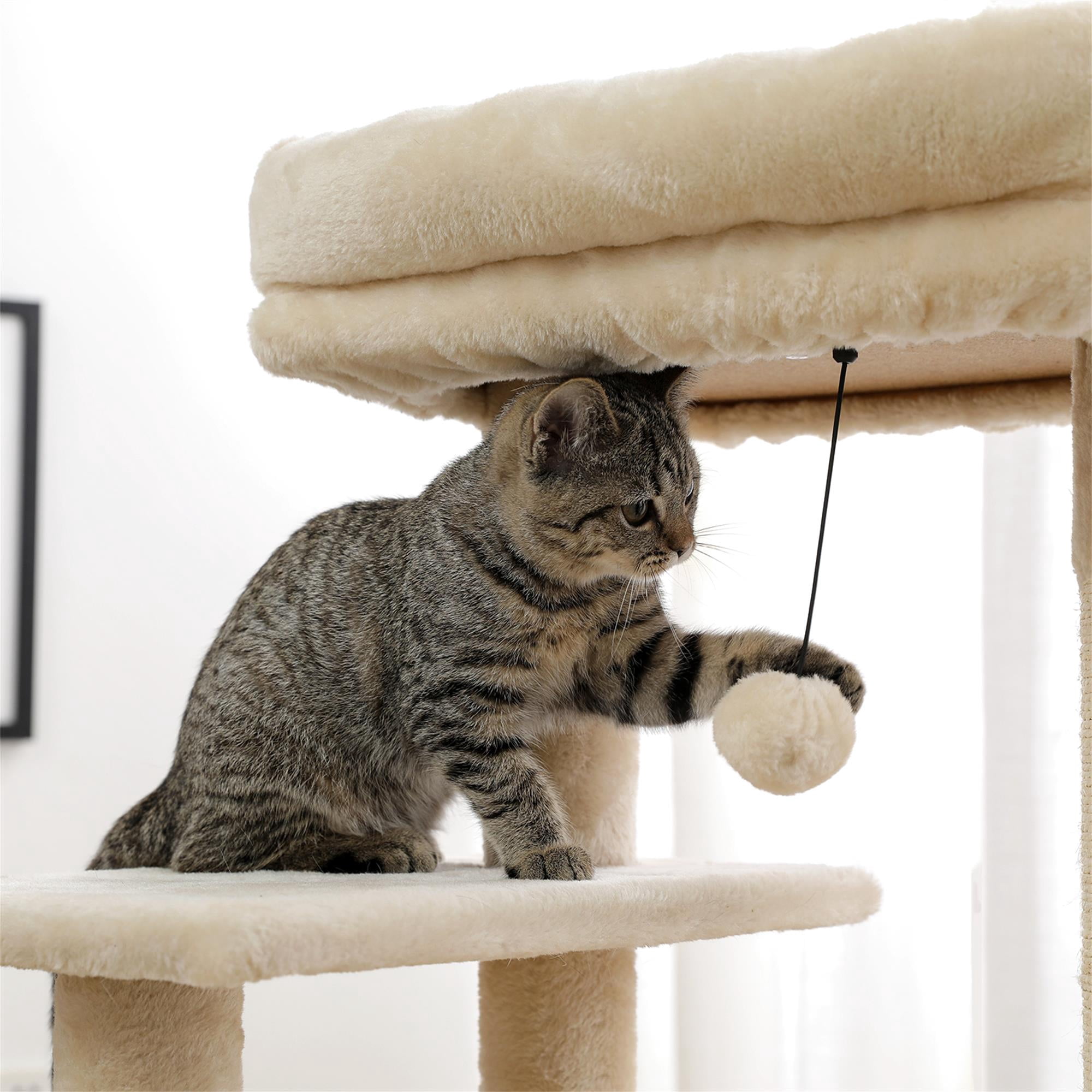 resenkos 44" Cat Tree Tower for Indoor Cats, Cat Condo Dangling Ball Cat Furniture Activity Center Play House, Beige