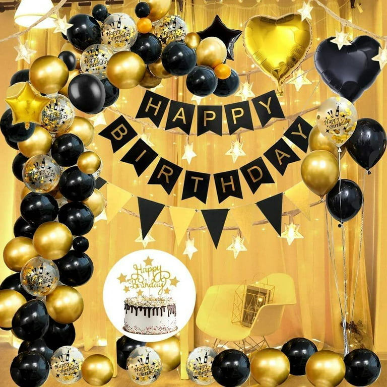 SPECOOL Black and Gold Birthday Party Decorations for Men, Black Gold  Birthday Decor Set for Him Her, Metallic Gold Balloons, Confetti Balloons  for 18th 21st 30th 40th 50th Birthday Party Supplies 