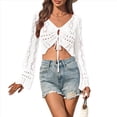 thumbnail image 1 of Suéter de Punto con Hombros Descubiertos y Mangas Acampanadas, Estilo Bohemio, para Mujer, Color , Talla S, 1 of 8