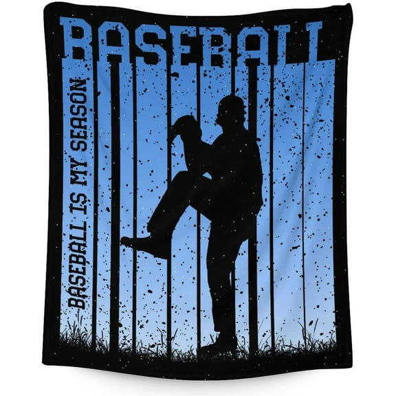 Baseball Blankets - Soft Fuzzy Blanket Throw for Kids & Adults - 40"x50" Flannel Blankets for Couch & Sofa - Black Sport Blanket Gifts