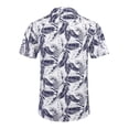 thumbnail image 4 of COOFANDY Mens Hawaiian Shirt Short Sleeve Buttoon Down Shirts Casual Tropical Floral Summer Linen Shirts Palm Leaf-blue&white XL, 4 of 5