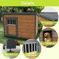 thumbnail image 4 of Pefilos 44" Wooden Outdoor Dog Houses Durable Large Cat House Perfect for Small Pet House with Waterproof PVC Plastic Roof, Breathable Doors, Brown, 4 of 7