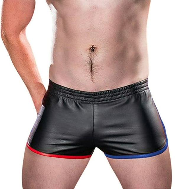 POINTERTECK Mini Short en Cuir PU pour Homme Shorts Slim Fit Tentation Masculine