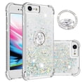 thumbnail image 1 of Funda para iPhone SE 2022/2020 con Brillo Líquido Flotante, Purpurina, Parachoques y Anillo Giratorio Soporte, 1 of 5