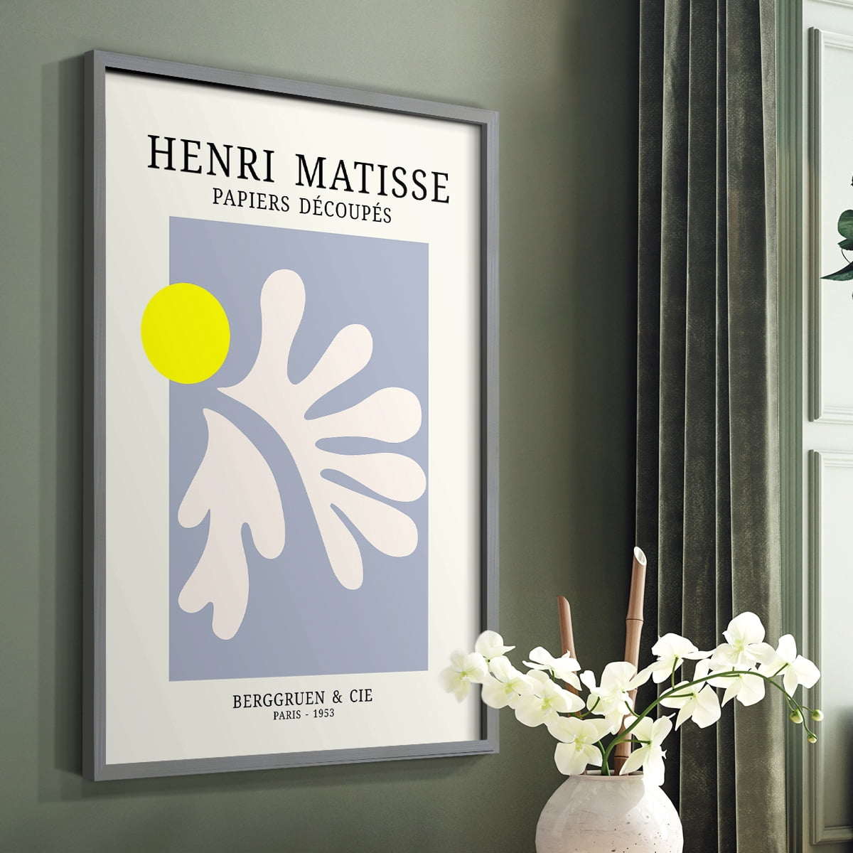 Matisse CDVIII in Gray Solid Wood Framed Print No Nail Hanging