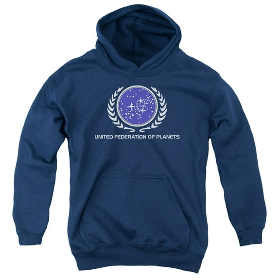 Star Trek United Federation Logo Youth Pullover Hoodie Sweatshirt Navy
