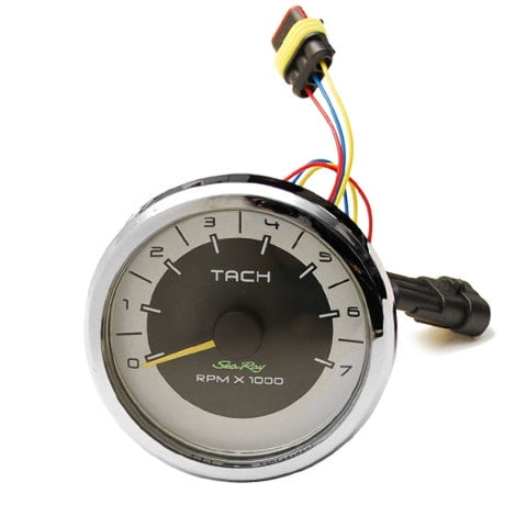 Sea Ray Boat Tachometer Gauge | 3 1/4 Inch Silver Black